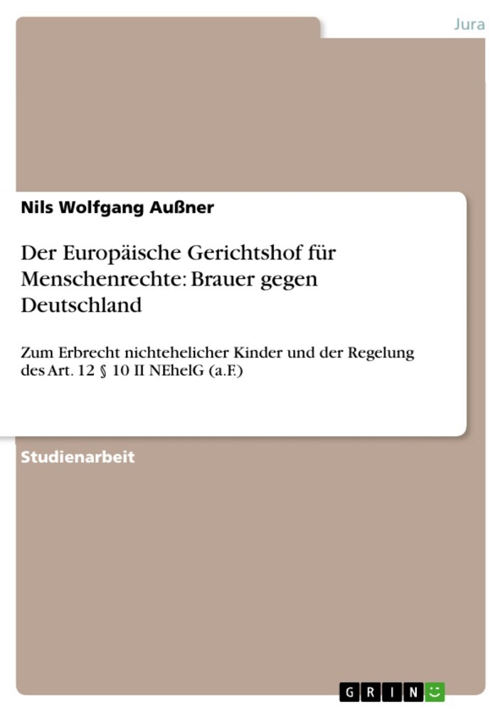Der Europäische Gerichtshof für Menschenrechte: Brauer gegen Deutschland main product photo