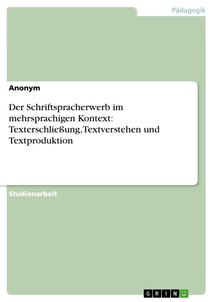 Der Schriftspracherwerb im mehrsprachigen Kontext: Texterschließung, Textverstehen und Textproduktion main product photo
