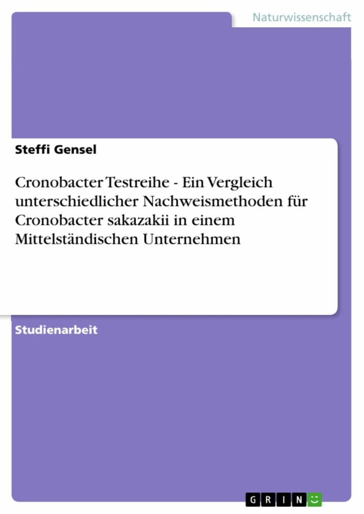 Cronobacter Testreihe - Ein Vergleich unterschiedlicher Nachweismethoden für Cronobacter sakazakii in einem Mittelständischen Unternehmen main product photo