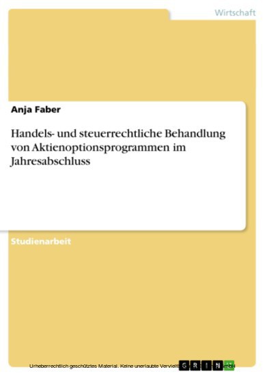 Handels- und steuerrechtliche Behandlung von Aktienoptionsprogrammen im Jahresabschluss main product photo