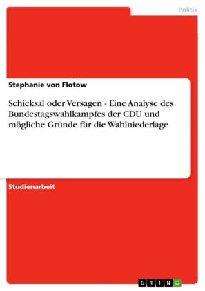 Schicksal oder Versagen - Eine Analyse des Bundestagswahlkampfes der CDU und mögliche Gründe für die Wahlniederlage
