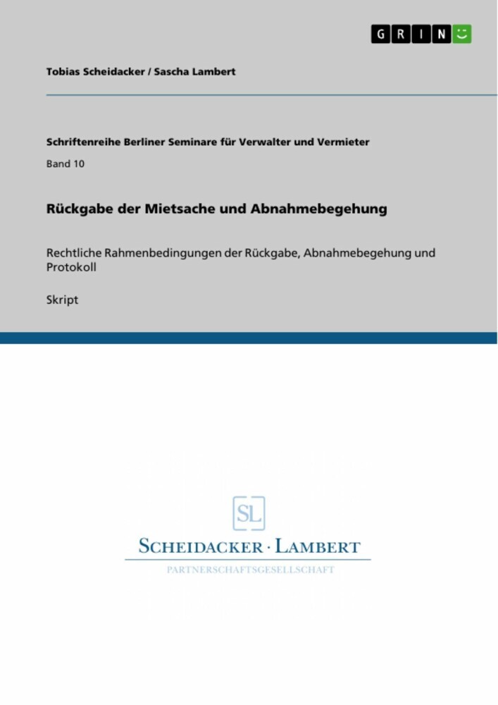 Rückgabe der Mietsache und Abnahmebegehung main product photo