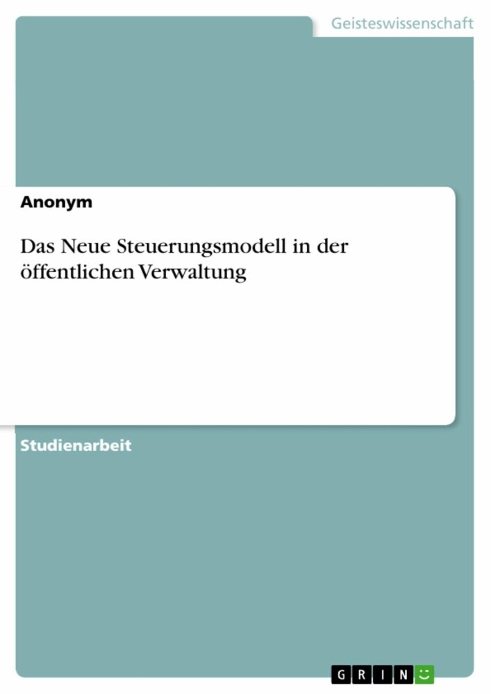 Das Neue Steuerungsmodell in der öffentlichen Verwaltung main product photo