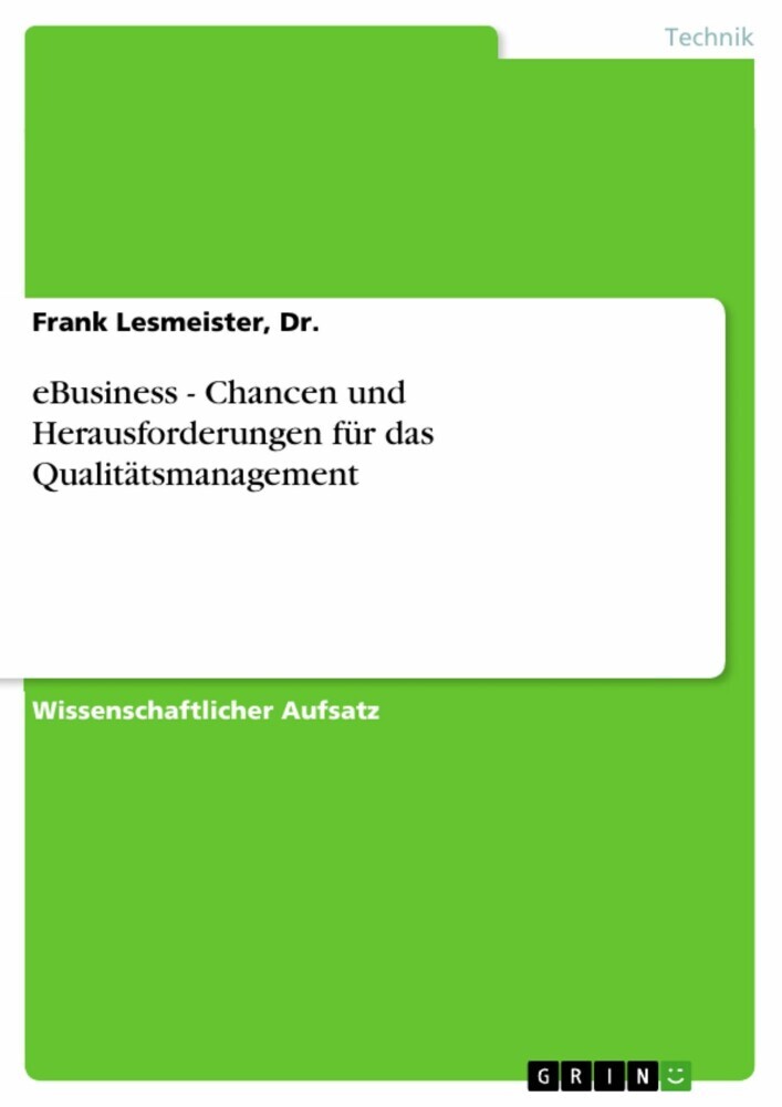 eBusiness - Chancen und Herausforderungen für das Qualitätsmanagement main product photo