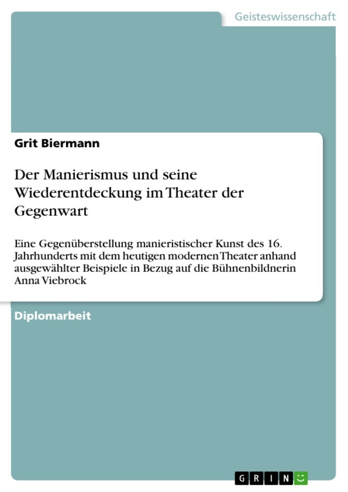 Der Manierismus und seine Wiederentdeckung im Theater der Gegenwart main product photo