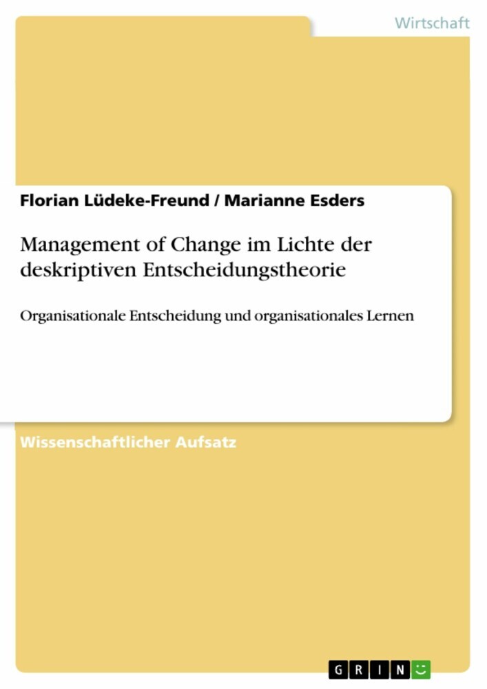Management of Change im Lichte der deskriptiven Entscheidungstheorie main product photo