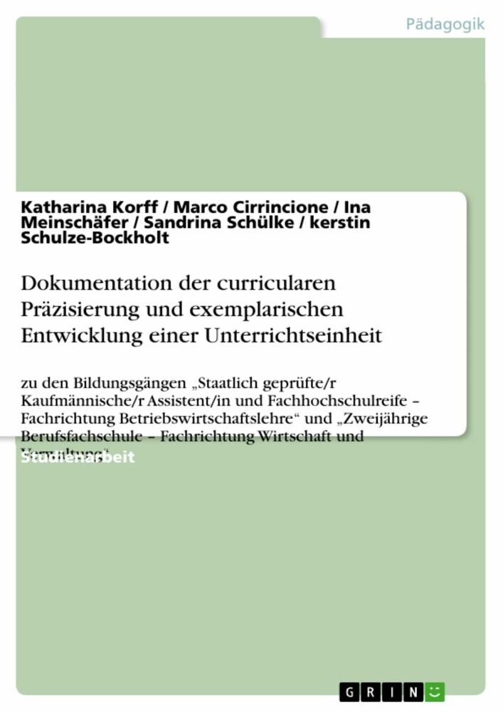 Dokumentation der curricularen Präzisierung und exemplarischen Entwicklung einer Unterrichtseinheit main product photo