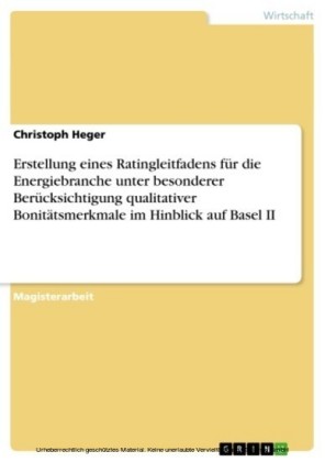 Erstellung eines Ratingleitfadens für die Energiebranche unter besonderer Berücksichtigung qualitativer Bonitätsmerkmale im Hinblick auf Basel II