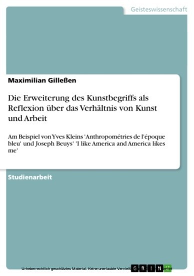 Die Erweiterung des Kunstbegriffs als Reflexion über das Verhältnis von Kunst und Arbeit main product photo
