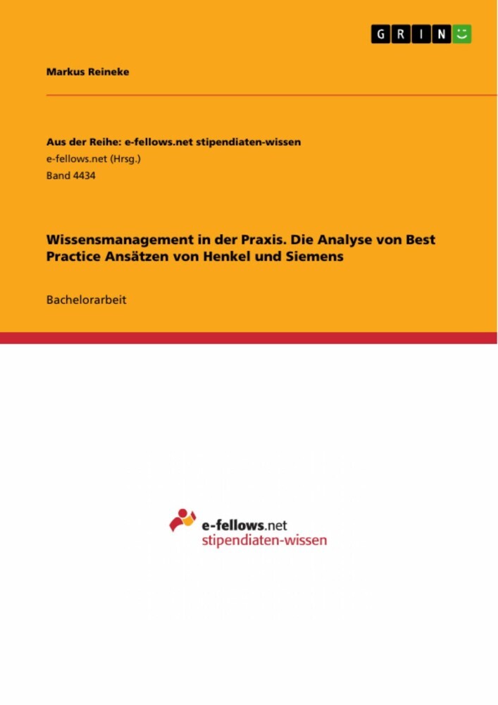 Wissensmanagement in der Praxis. Die Analyse von Best Practice Ansätzen von Henkel und Siemens main product photo