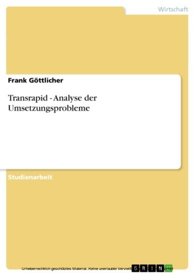 Transrapid - Analyse der Umsetzungsprobleme main product photo