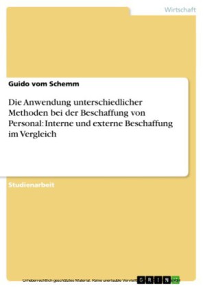 Die Anwendung unterschiedlicher Methoden bei der Beschaffung von Personal: Interne und externe Beschaffung im Vergleich