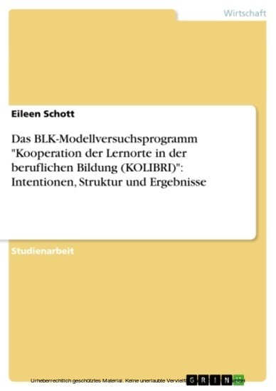 Das BLK-Modellversuchsprogramm 'Kooperation der Lernorte in der beruflichen Bildung (KOLIBRI)': Intentionen, Struktur und Ergebnisse main product photo