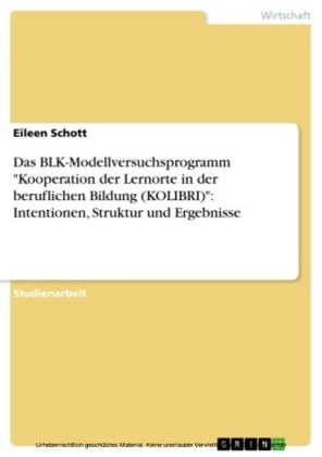 Das BLK-Modellversuchsprogramm 'Kooperation der Lernorte in der beruflichen Bildung (KOLIBRI)': Intentionen, Struktur und Ergebnisse