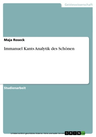 Immanuel Kants Analytik des Schönen main product photo