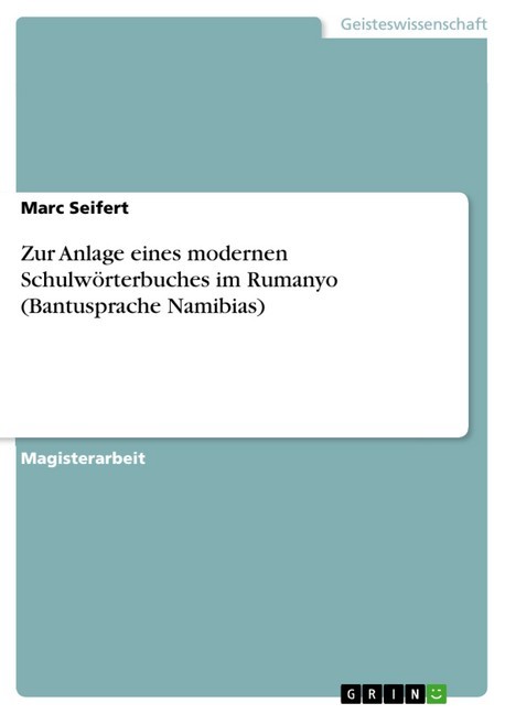 Zur Anlage eines modernen Schulwörterbuches im Rumanyo (Bantusprache Namibias) main product photo