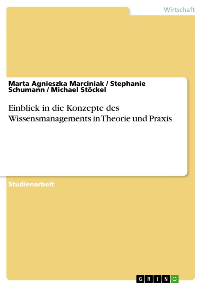 Einblick in die Konzepte des Wissensmanagements in Theorie und Praxis main product photo