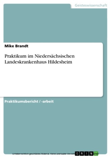 Praktikum im Niedersächsischen Landeskrankenhaus Hildesheim main product photo