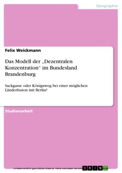 Das Modell der 'Dezentralen Konzentration' im Bundesland Brandenburg main product photo