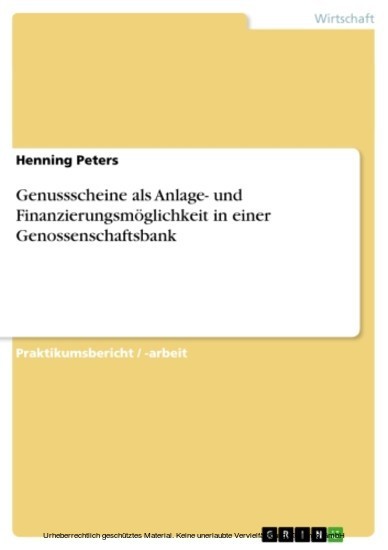 Genussscheine als Anlage- und Finanzierungsmöglichkeit in einer Genossenschaftsbank main product photo