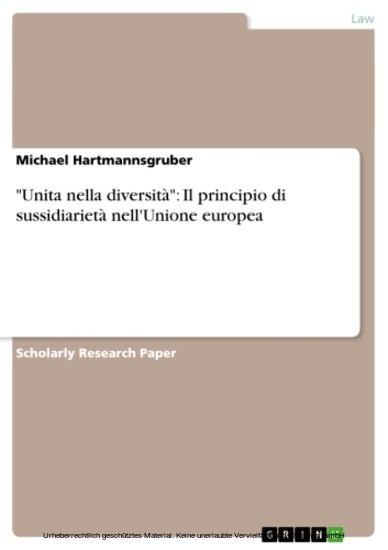 'Unita nella diversità': Il principio di sussidiarietà nell'Unione europea main product photo