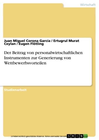 Der Beitrag von personalwirtschaftlichen Instrumenten zur Generierung von Wettbewerbsvorteilen main product photo