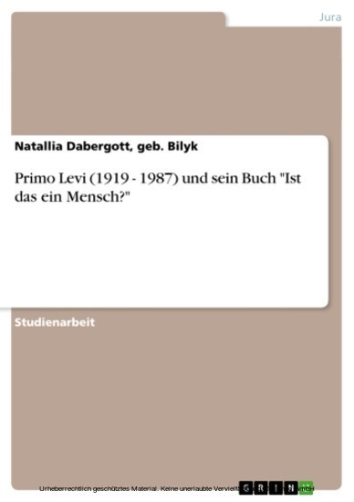 Primo Levi (1919 - 1987) und sein Buch 'Ist das ein Mensch?' main product photo