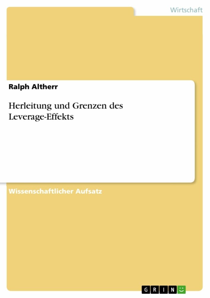Herleitung und Grenzen des Leverage-Effekts main product photo