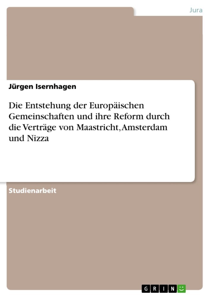 Die Entstehung der Europäischen Gemeinschaften und ihre Reform durch die Verträge von Maastricht, Amsterdam und Nizza main product photo