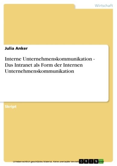 Interne Unternehmenskommunikation - Das Intranet als Form der Internen Unternehmenskommunikation main product photo