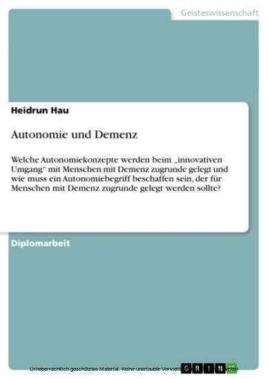 Autonomie und Demenz main product photo