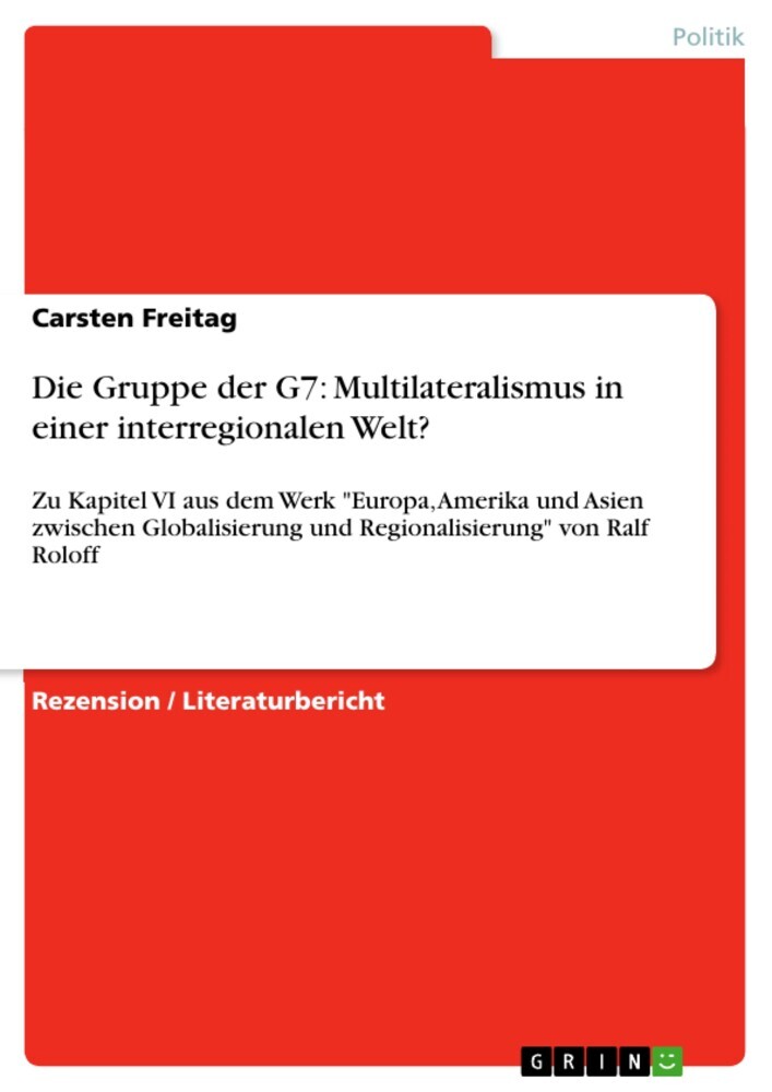 Die Gruppe der G7: Multilateralismus in einer interregionalen Welt? main product photo