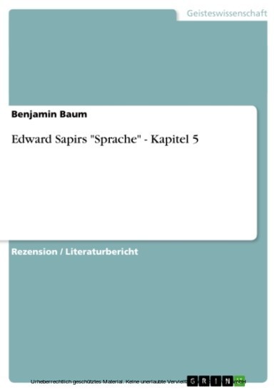 Edward Sapirs 'Sprache' - Kapitel 5 main product photo