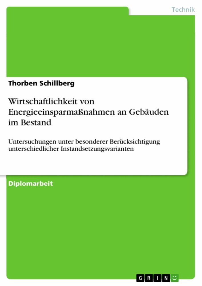 Wirtschaftlichkeit von Energieeinsparmaßnahmen an Gebäuden im Bestand main product photo