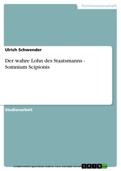 Der wahre Lohn des Staatsmanns - Somnium Scipionis main product photo