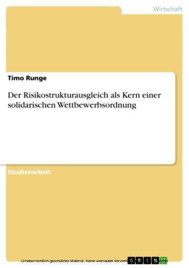 Der Risikostrukturausgleich als Kern einer solidarischen Wettbewerbsordnung main product photo