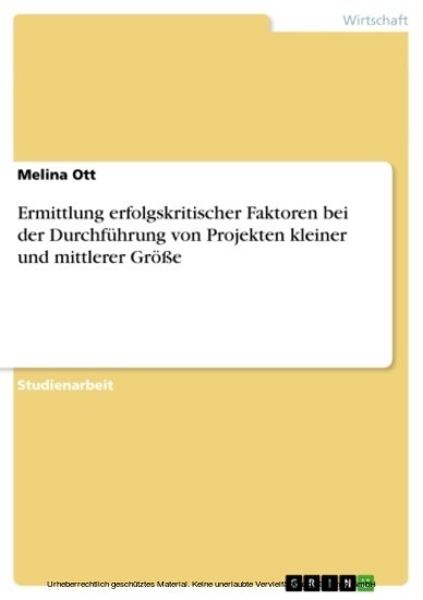 Ermittlung erfolgskritischer Faktoren bei der Durchführung von Projekten kleiner und mittlerer Größe main product photo