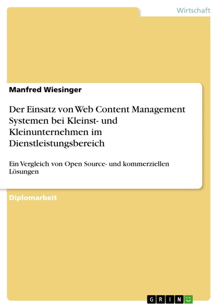Der Einsatz von Web Content Management Systemen bei Kleinst- und Kleinunternehmen im Dienstleistungsbereich main product photo