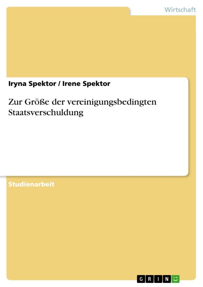 Zur Größe der vereinigungsbedingten Staatsverschuldung main product photo