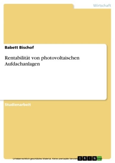 Rentabilität von photovoltaischen Aufdachanlagen main product photo