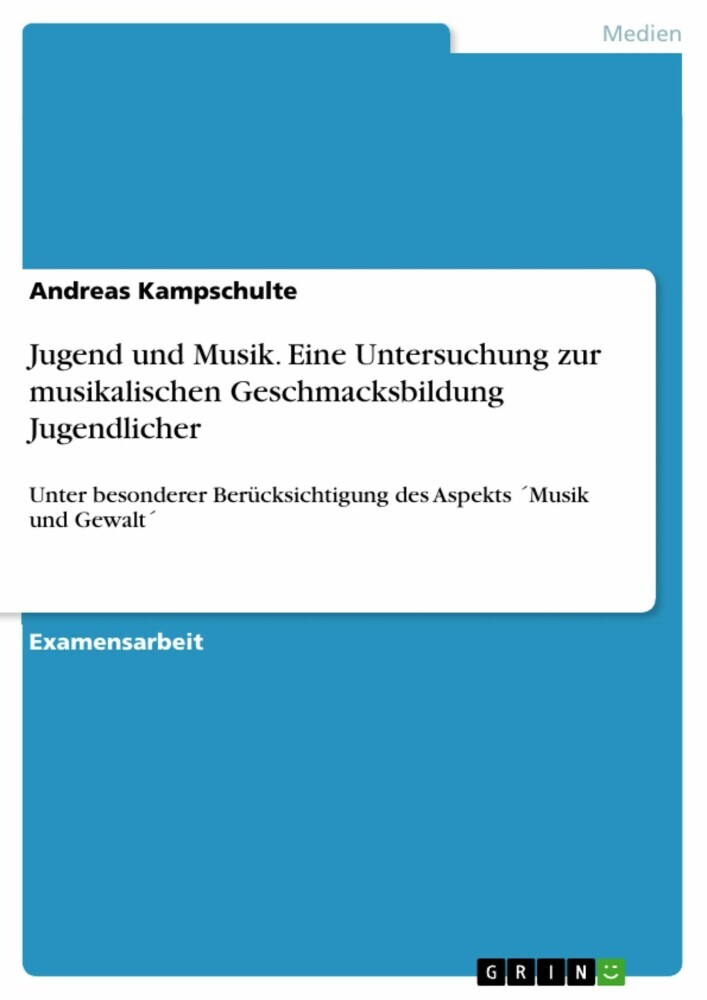 Jugend und Musik. Eine Untersuchung zur musikalischen Geschmacksbildung Jugendlicher main product photo