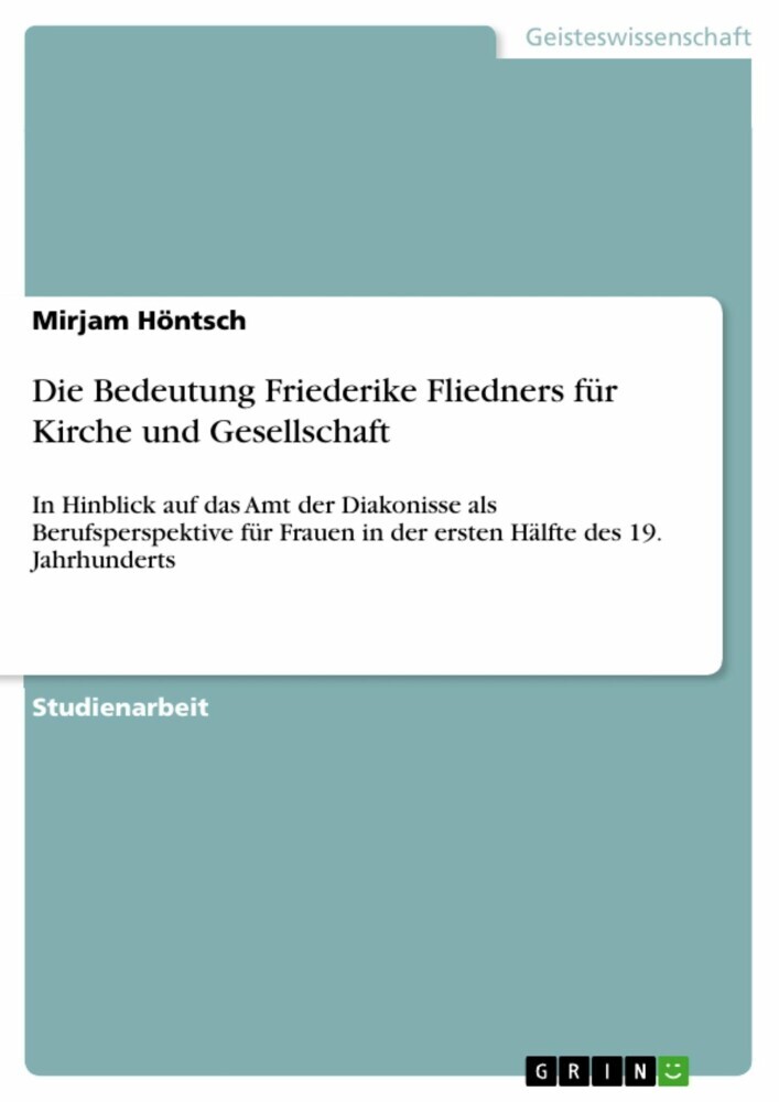 Die Bedeutung Friederike Fliedners für Kirche und Gesellschaft main product photo