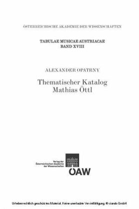 Thematischer Katalog Mathias Öttl