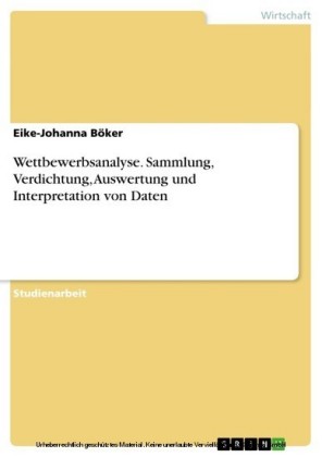 Wettbewerbsanalyse. Sammlung, Verdichtung, Auswertung und Interpretation von Daten