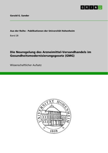 Die Neuregelung des Arzneimittel-Versandhandels im Gesundheitsmodernisierungsgesetz (GMG) main product photo