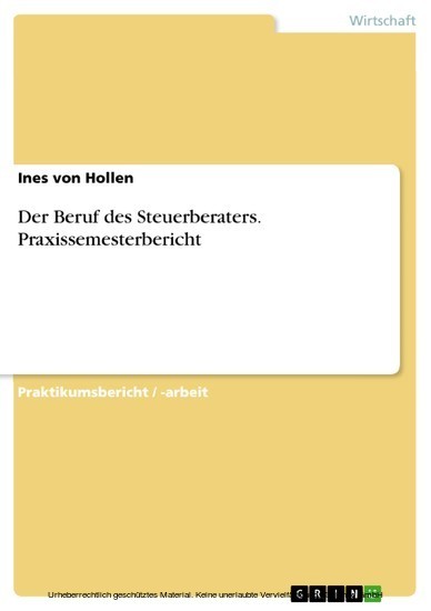 Der Beruf des Steuerberaters. Praxissemesterbericht main product photo