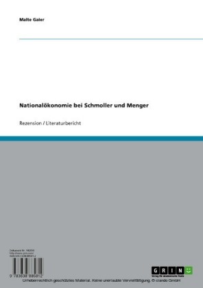 Nationalökonomie bei Schmoller und Menger
