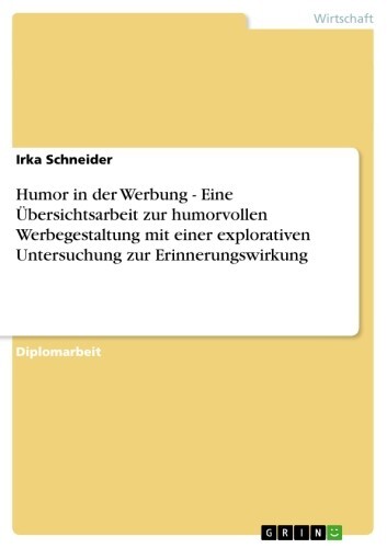 Humor in der Werbung - Eine Übersichtsarbeit zur humorvollen Werbegestaltung mit einer explorativen Untersuchung zur Erinnerungswirkung main product photo