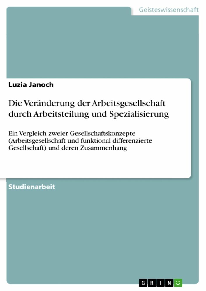Die Veränderung der Arbeitsgesellschaft durch Arbeitsteilung und Spezialisierung main product photo