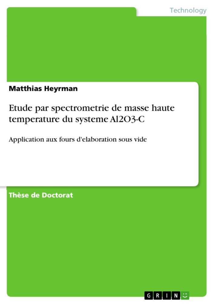 Etude par spectrometrie de masse haute temperature du systeme Al2O3-C main product photo